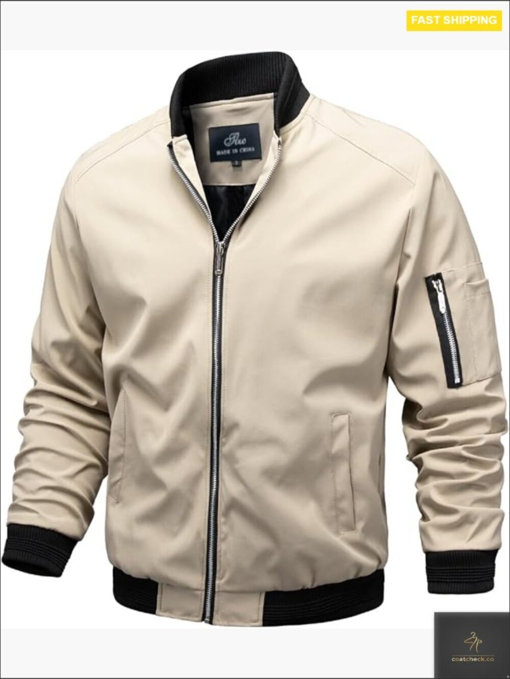 Men's Lightweight Bomber Jacket Windbreaker Slim Fit Active Coat